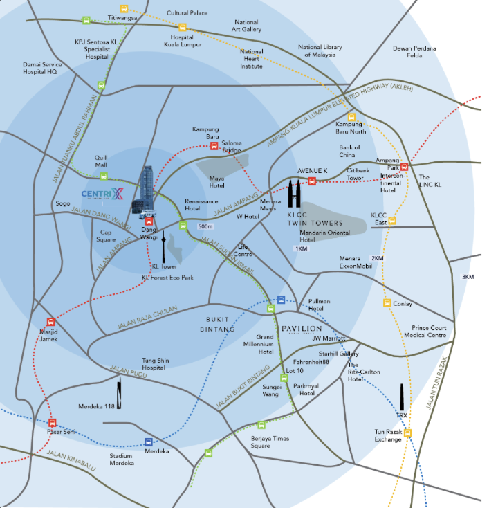 Centrix KLCC well-connected radius map