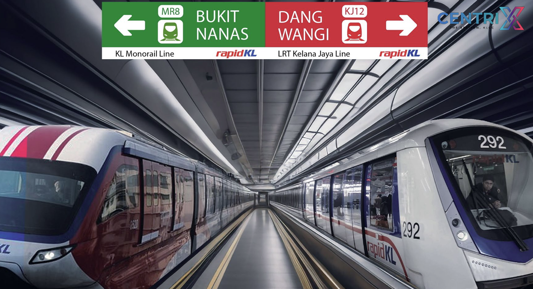 Bukit Nanas Monorail and Dang Wangi LRT platforms